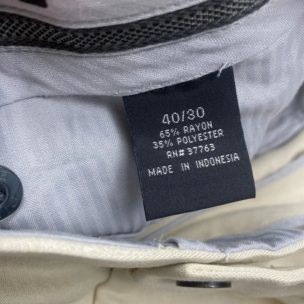 Ping Golf Pants Mens 40x30 Cream Beach Pleated Rayon Blend Cuffed Trousers Wide